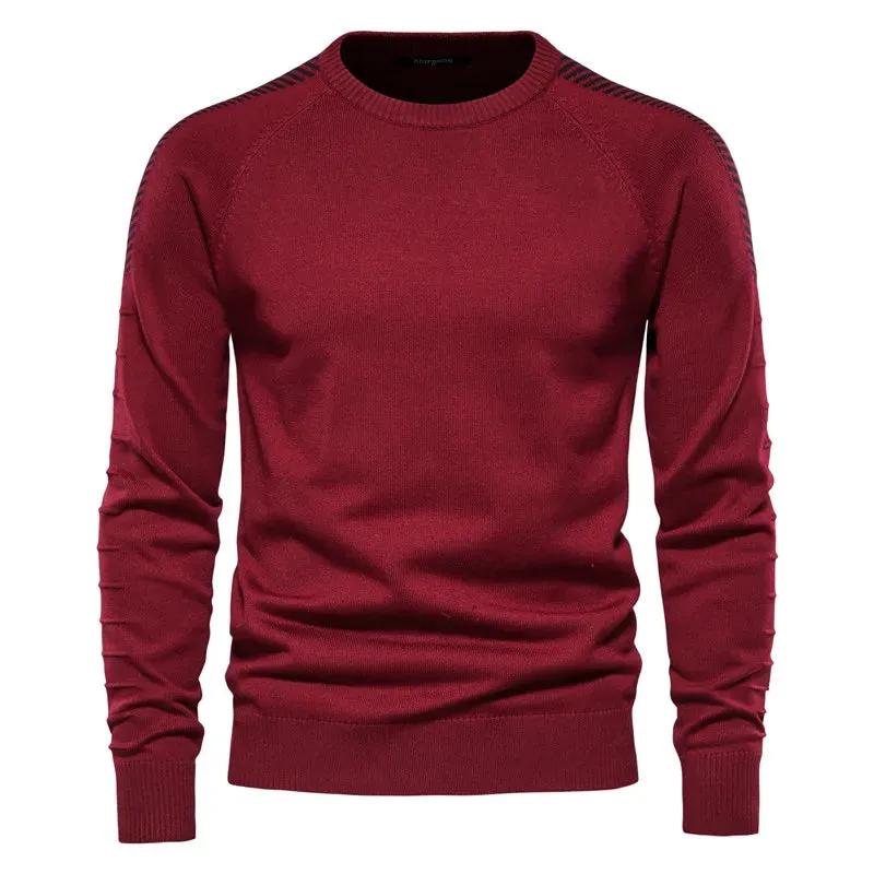 Spliced Drop Sleeve Sweater Men Casual O-neck Slim Fit Pullovers Men's Sweaters New Winter Warm Knitted Sweater for Men