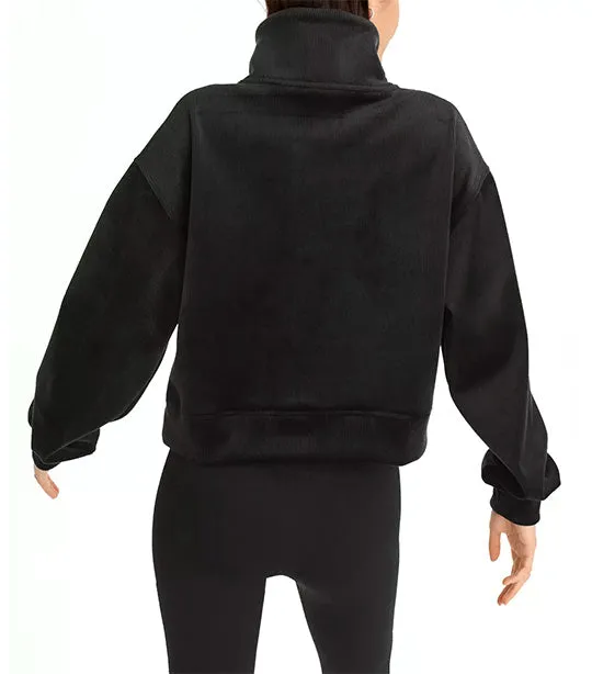 Tech Velour Rib Half Zip Pullover Black