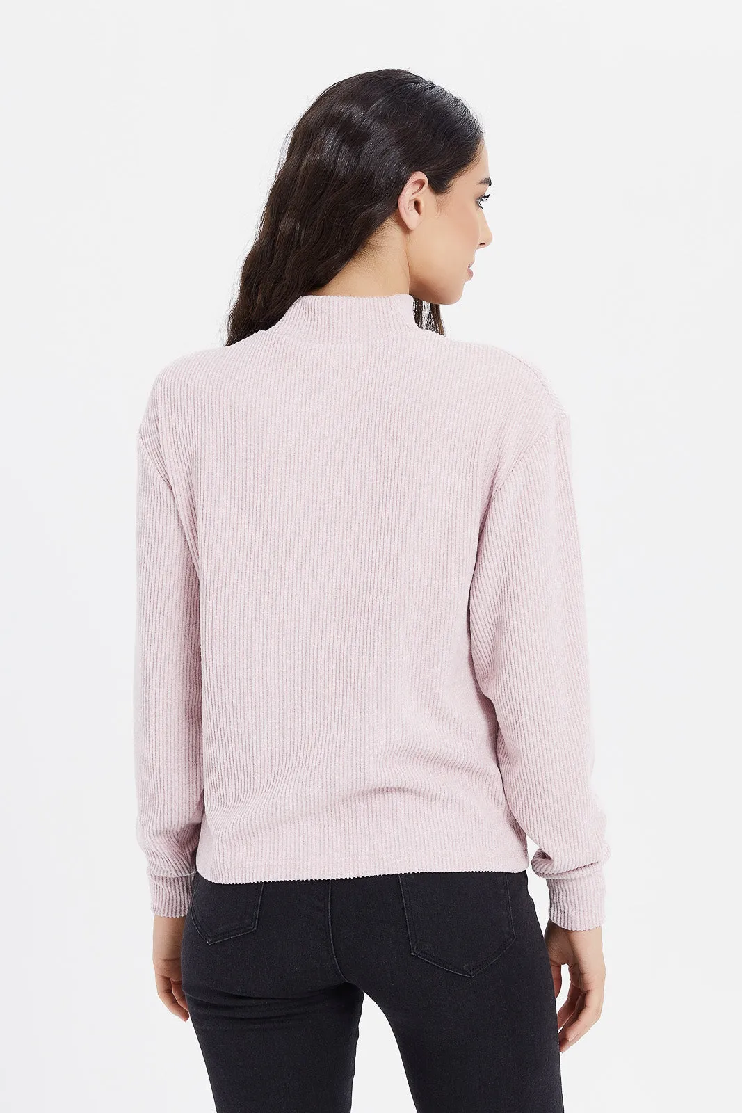 Women Pink Knitted Pullover