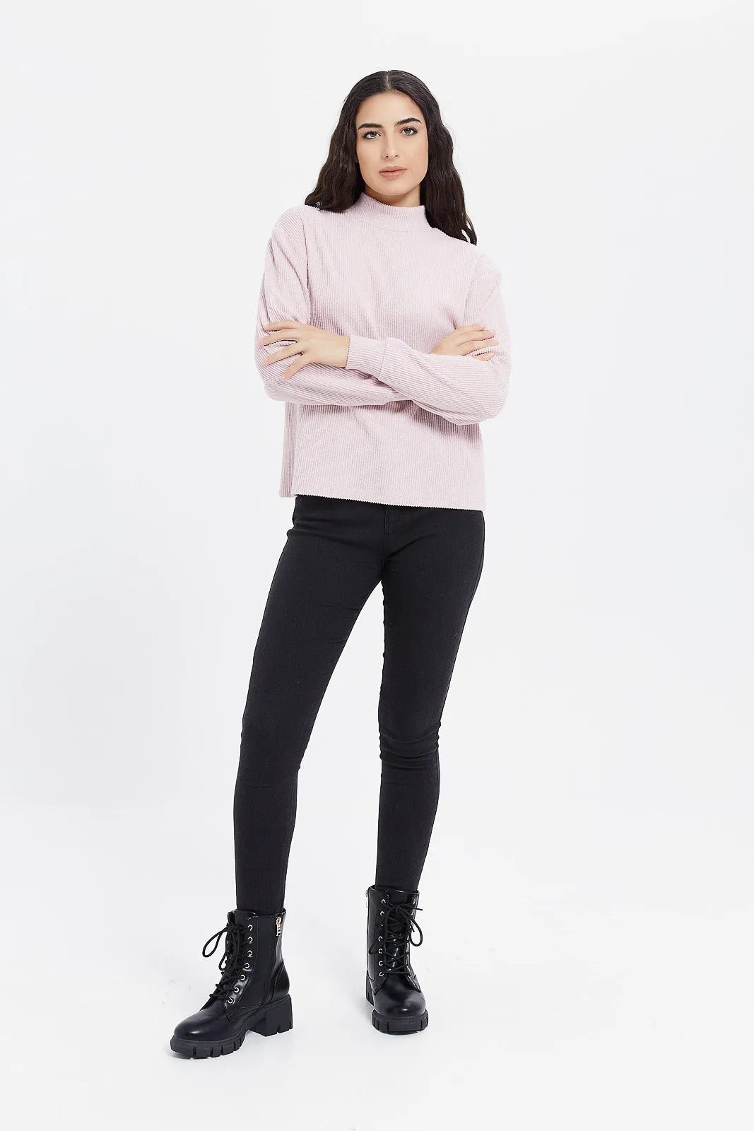 Women Pink Knitted Pullover