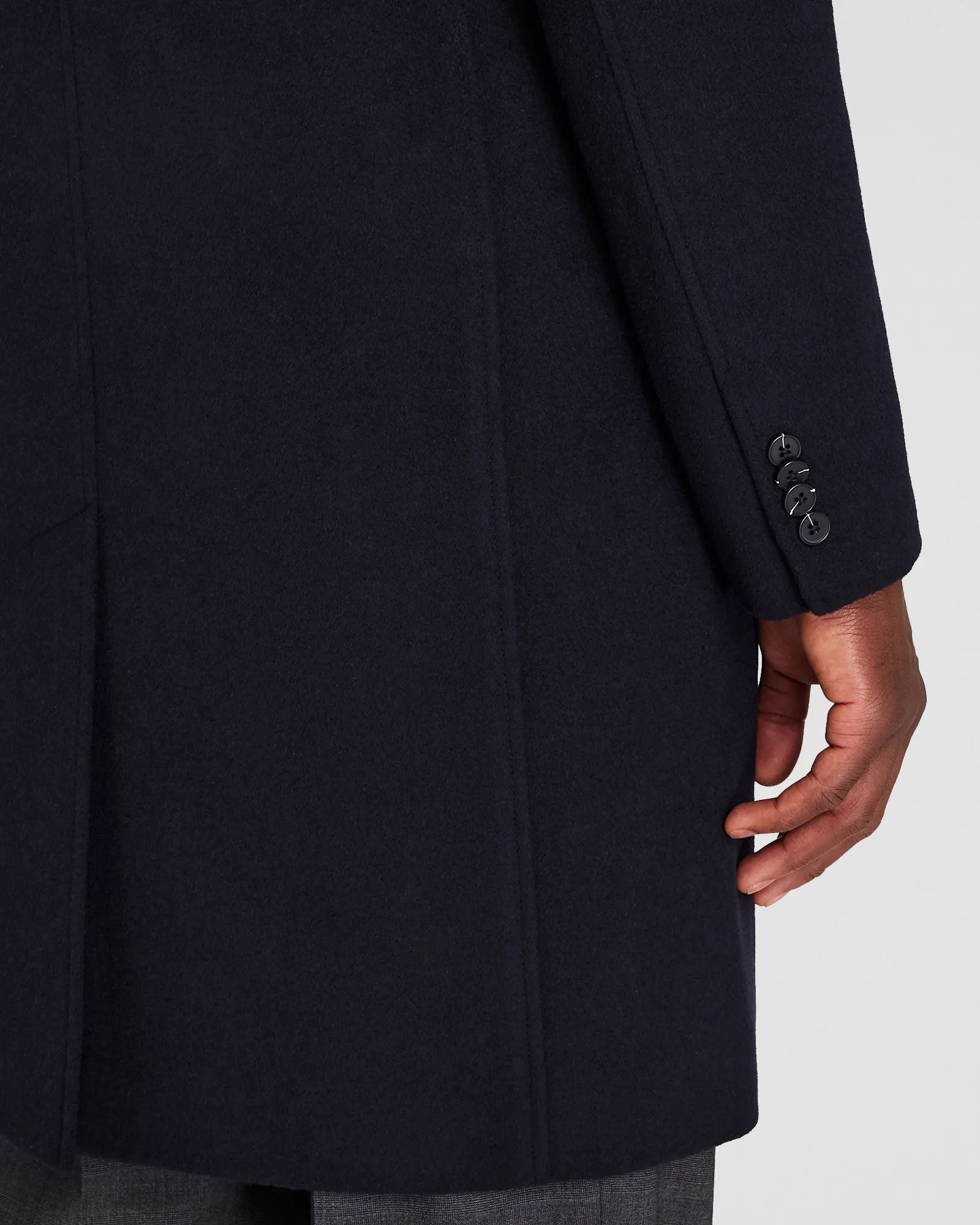 Wool Blend Convertible-Lapel Coat