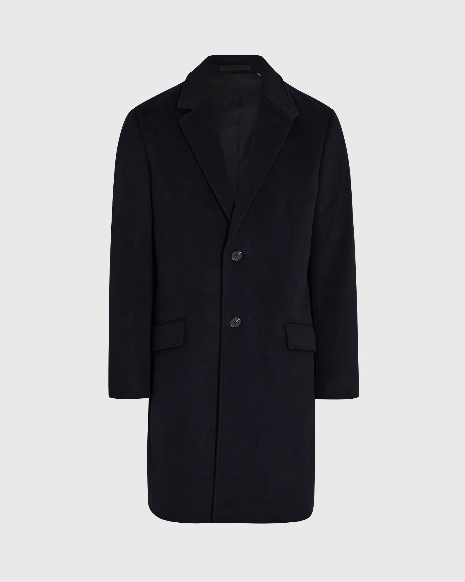 Wool Blend Convertible-Lapel Coat